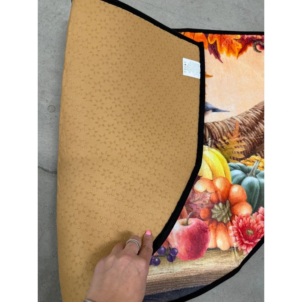 Funky Qiu Autumn Harvest Cornucopia Half Round Non-Slip Floor Mat 36×24''